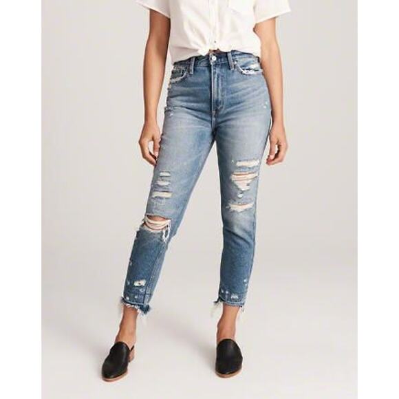 Abercrombie & Fitch High Rise Mom Jean 4/27 SHORT - Picture 2 of 7